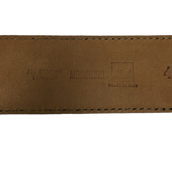 MOSCHINO Vintage Heart Buckle Belt All Genuine Leather Navy Gold Size 40 *FLAW* - Picture 8 of 16